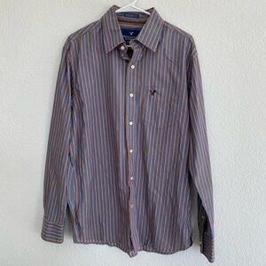 American Eagle Outfitters Vintage Fit Brown Long Sleeve Button Up Old Money Fall